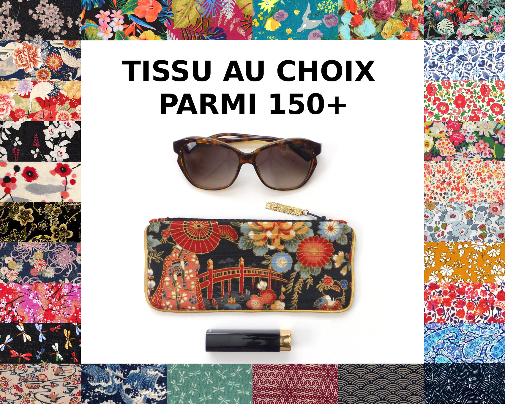 Trousse Étui rectangulaire 150+ tissus au choix Polina Couture