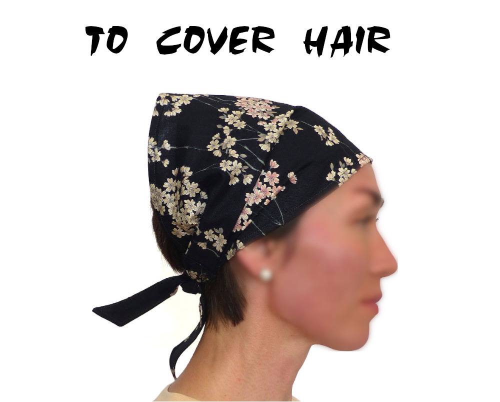 Navy Blue Hair Scarf in Linen Polina Couture